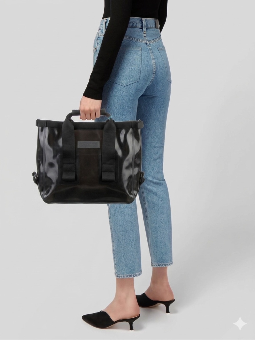 NWT Rains Arid Tote Bag - Black Waterproof Minimalist Utility Travel Bag Unisex